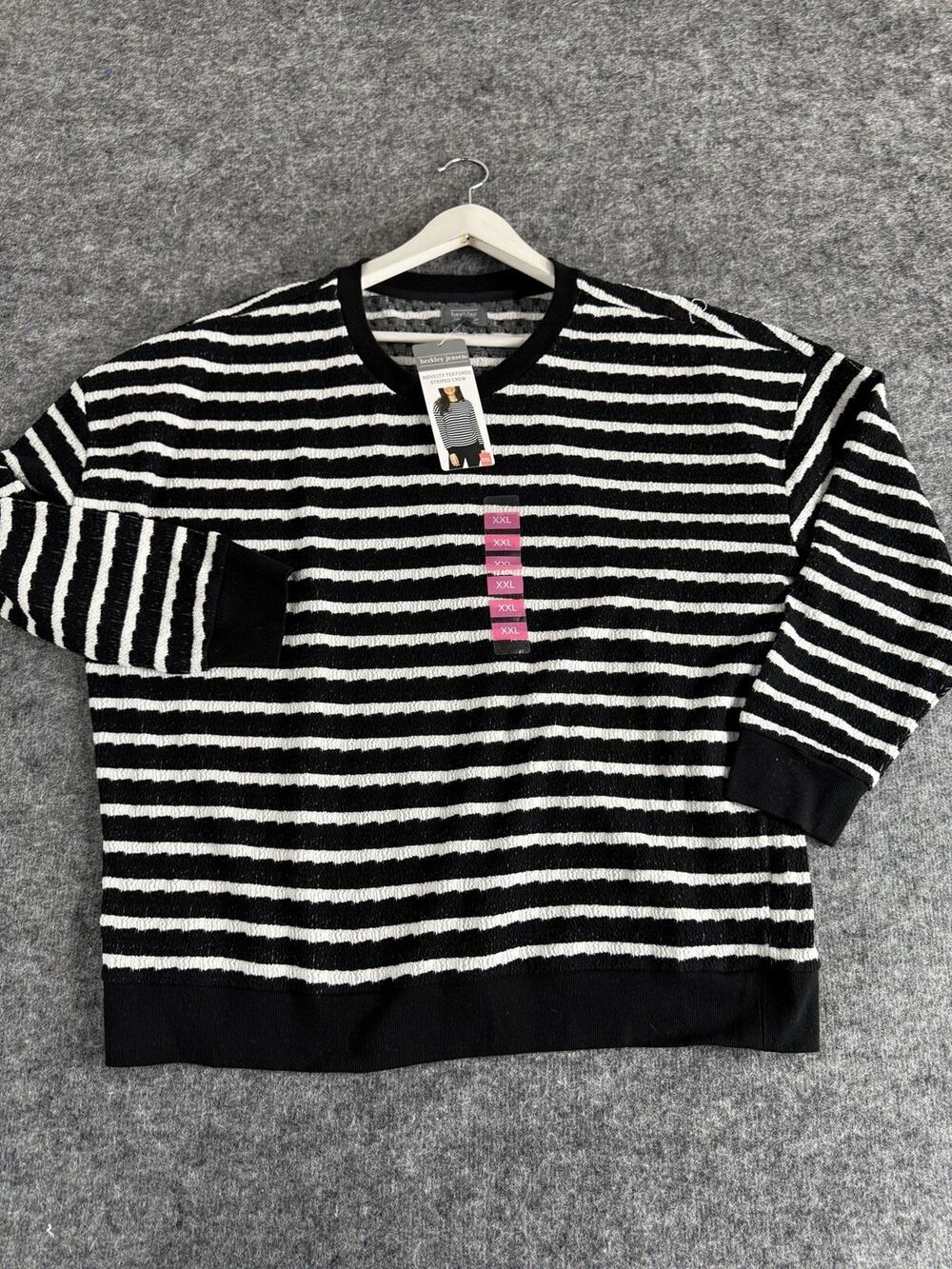 Berkley Jensen Sweater Womens 2XL Crew Neck Sweatshirt XXL Striped Textured N282